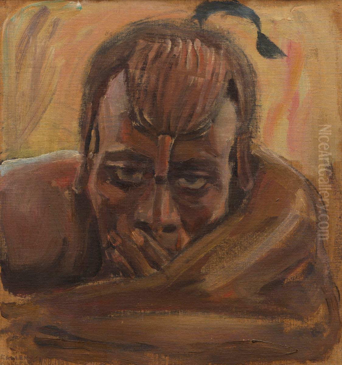 Vaaniva Maasai Oil Painting by Akseli Valdemar Gallen-Kallela