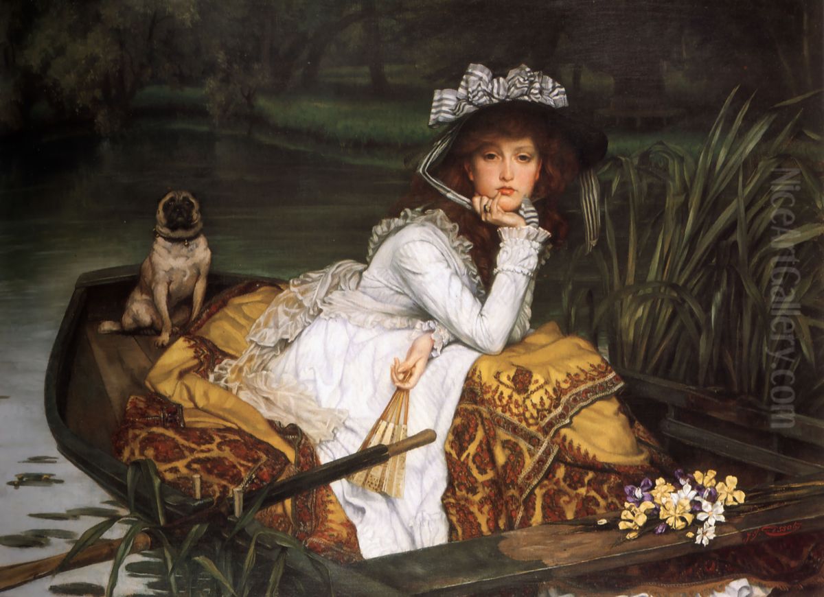 Young Lady in a Boat. Oil Painting by James Jacques Joseph Tissot