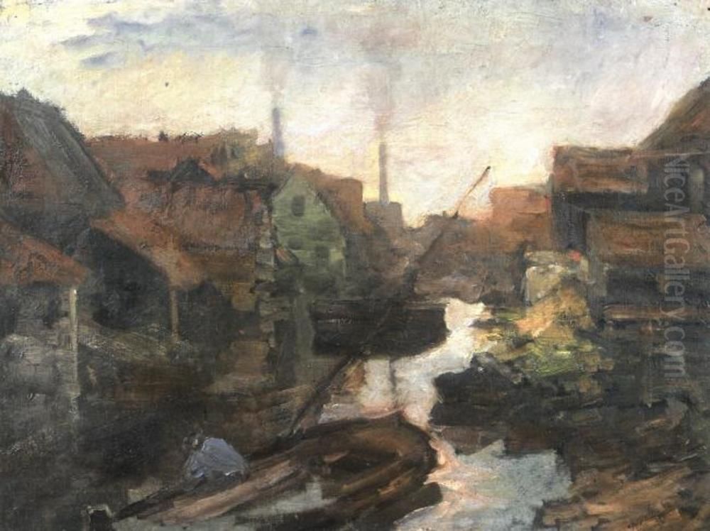 view toward the Kostverlorenvaart Oil Painting by Piet Mondrian