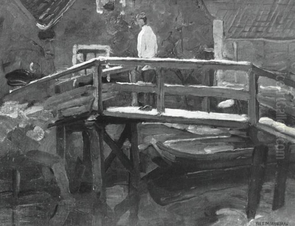 Footbridge in the Schinkelbuurt Oil Painting by Piet Mondrian