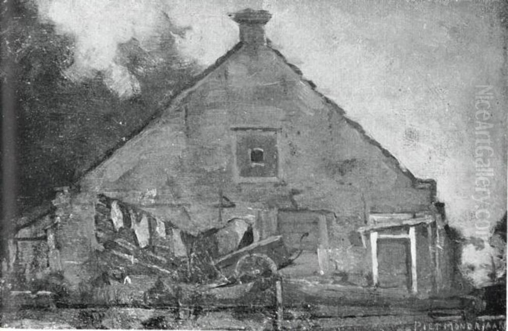 House on the Gein, 1741, reversed sketch Oil Painting by Piet Mondrian