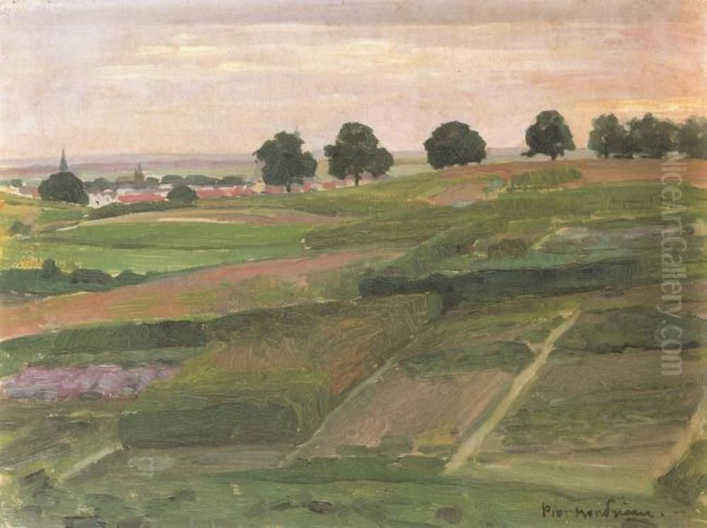 Fields overlooking Arnhem from the north Oil Painting by Piet Mondrian