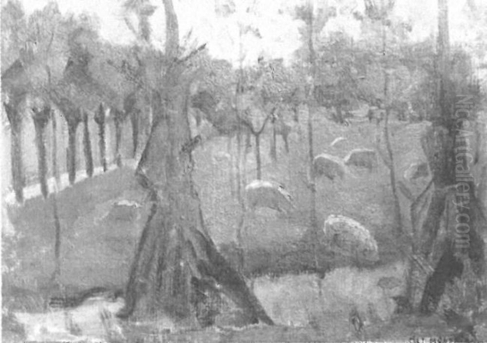 Farmyard with sheep Oil Painting by Piet Mondrian