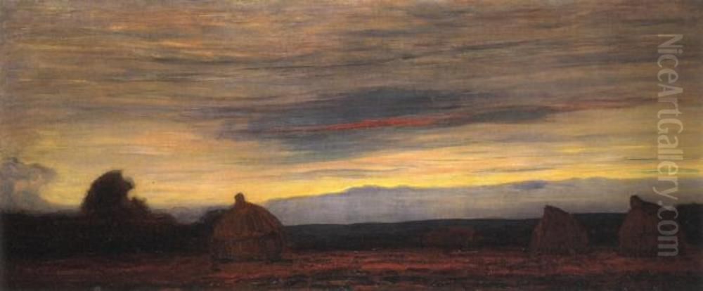 Evening Oil Painting by Piet Mondrian