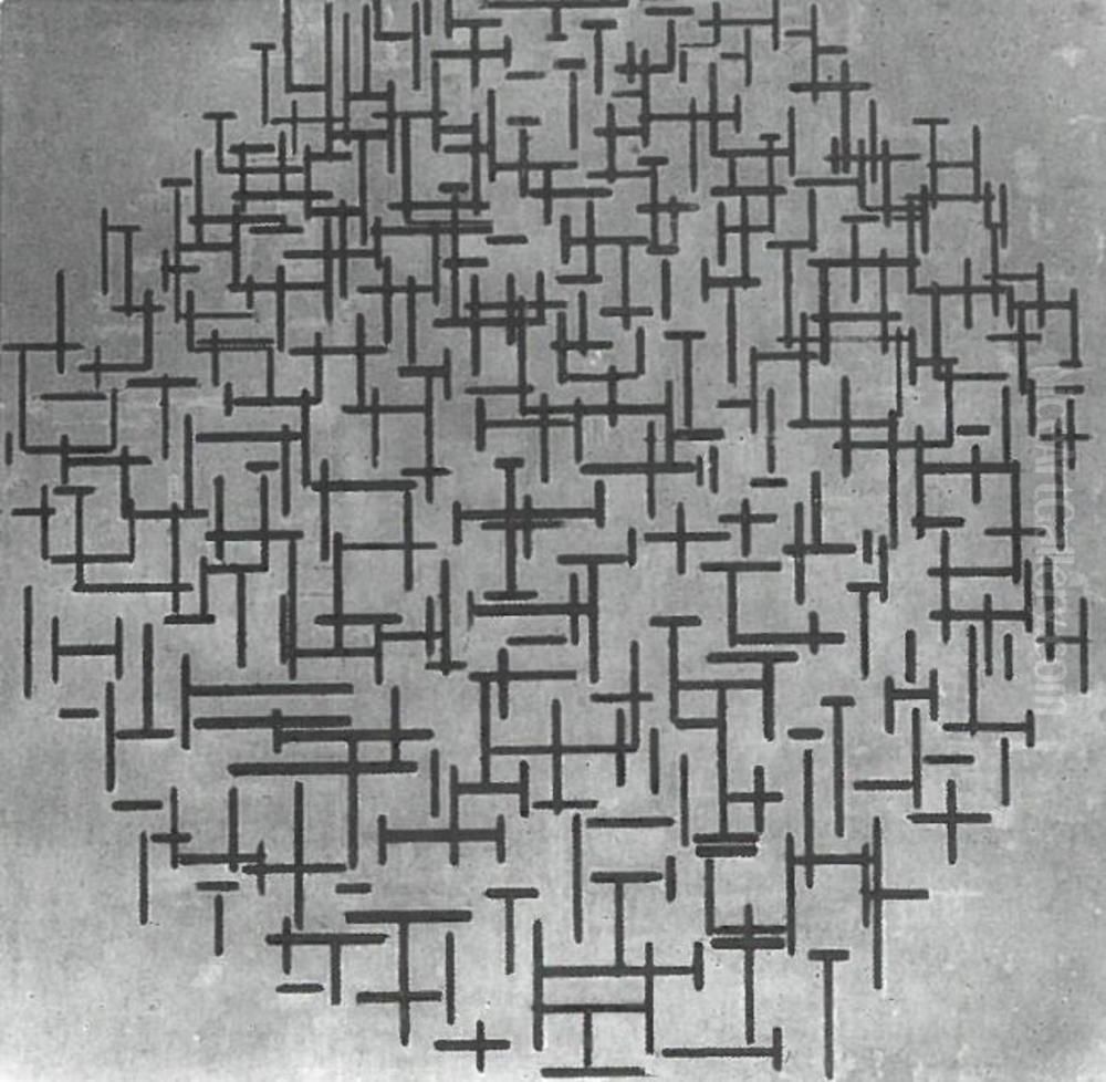 Compositie in lijn Oil Painting by Piet Mondrian