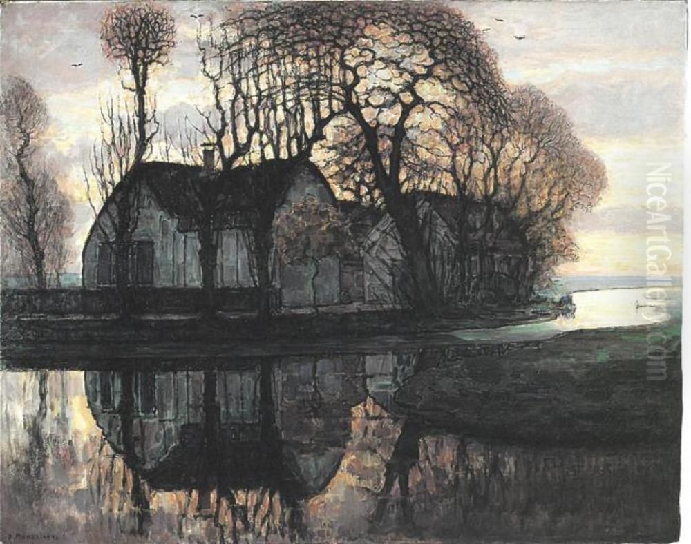 Farm near Duivendrecht Oil Painting by Piet Mondrian