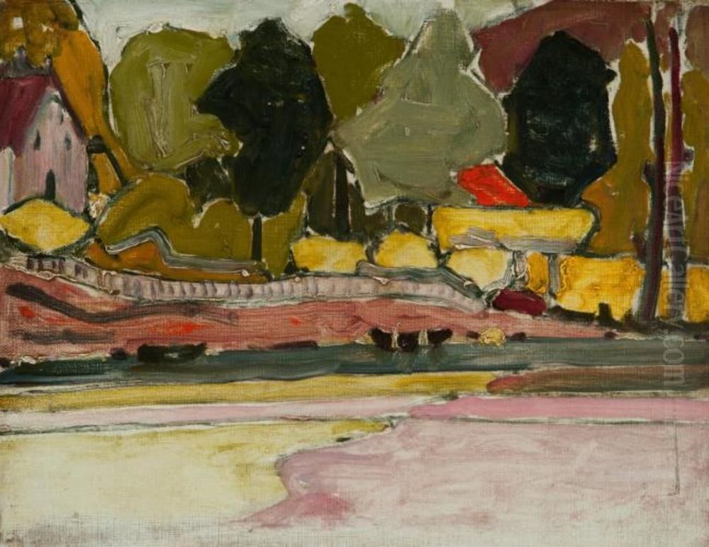 On a river bank Oil Painting by Piet Mondrian