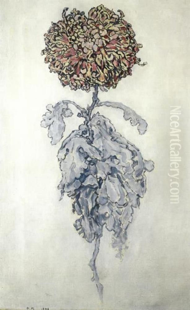 Chrysanthemum Oil Painting by Piet Mondrian