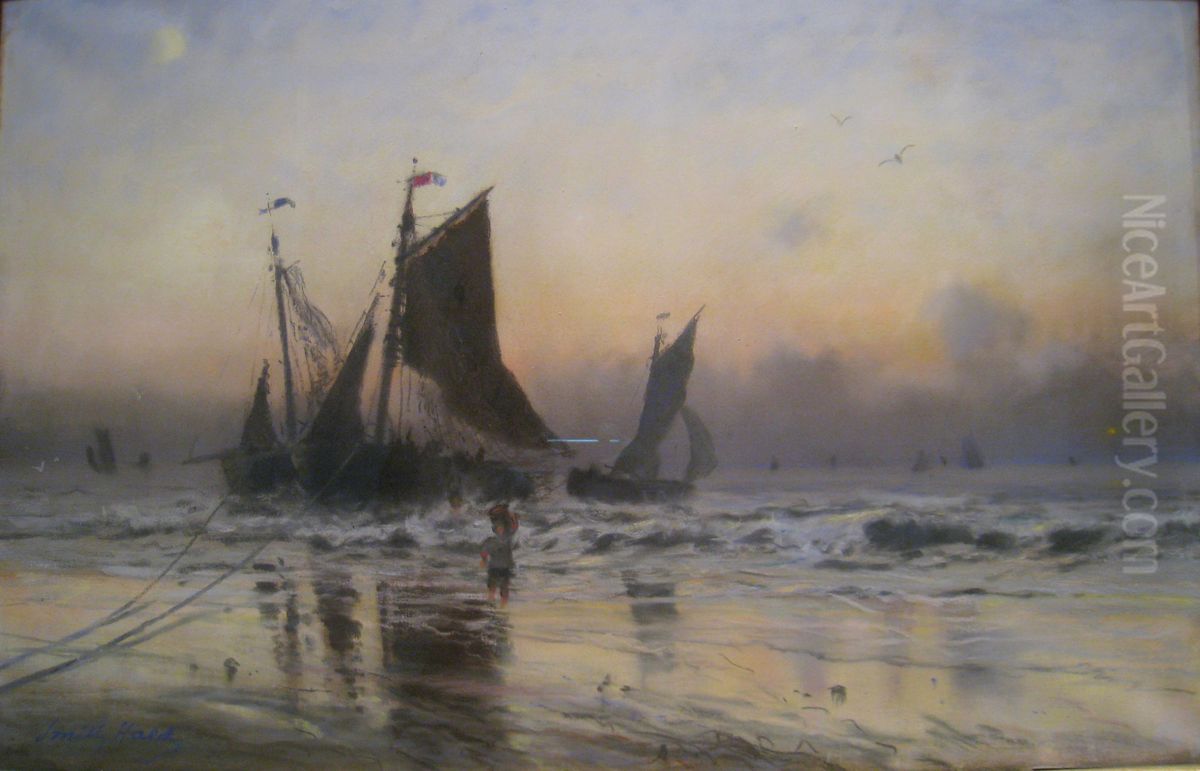 Sunset i Flanders Oil Painting by Frithjof Smith-Hald