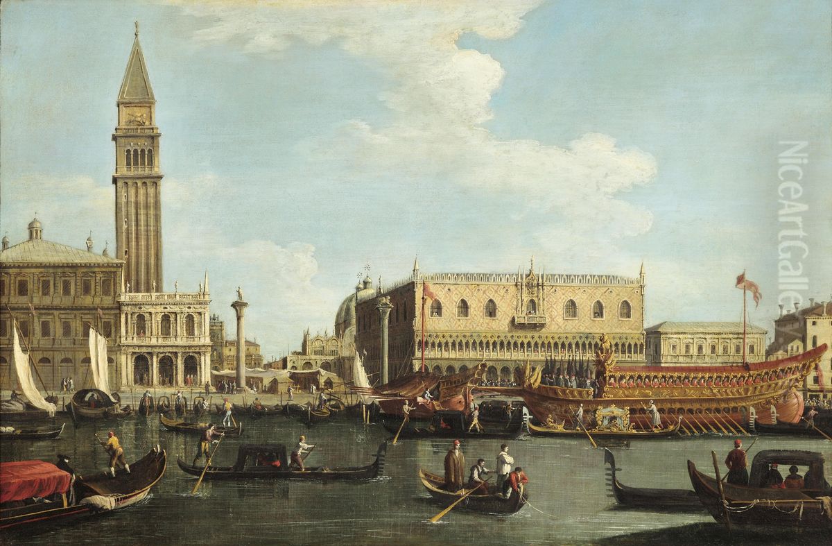 The Bucentaur at the mole in Venice on Ascension Day Oil Painting by unknown