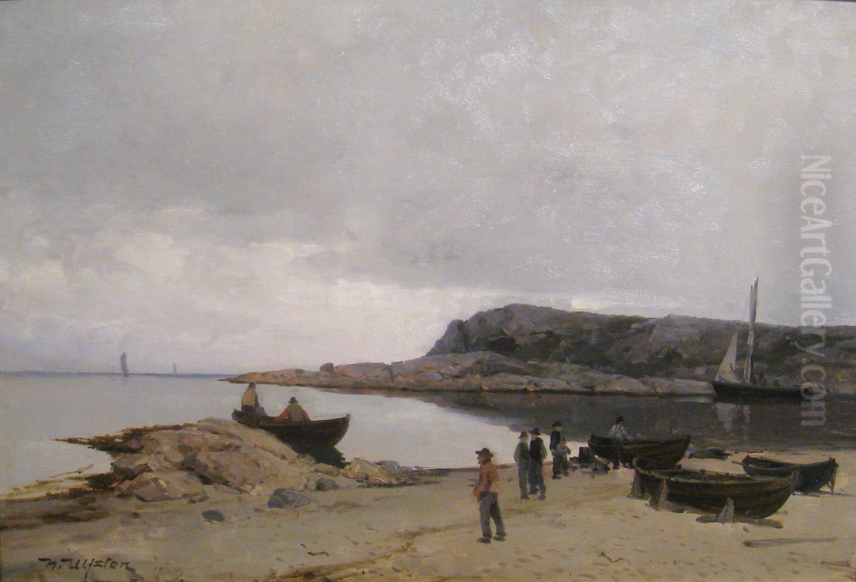 Strandparti ved Jaeren Oil Painting by Nicolai Ulfsten