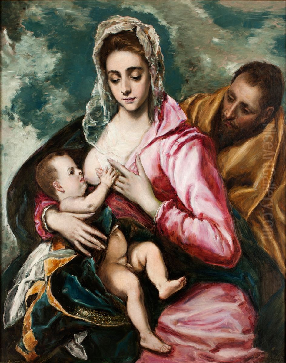 Holy Family Oil Painting by Raimundo de Madrazo y Garreta
