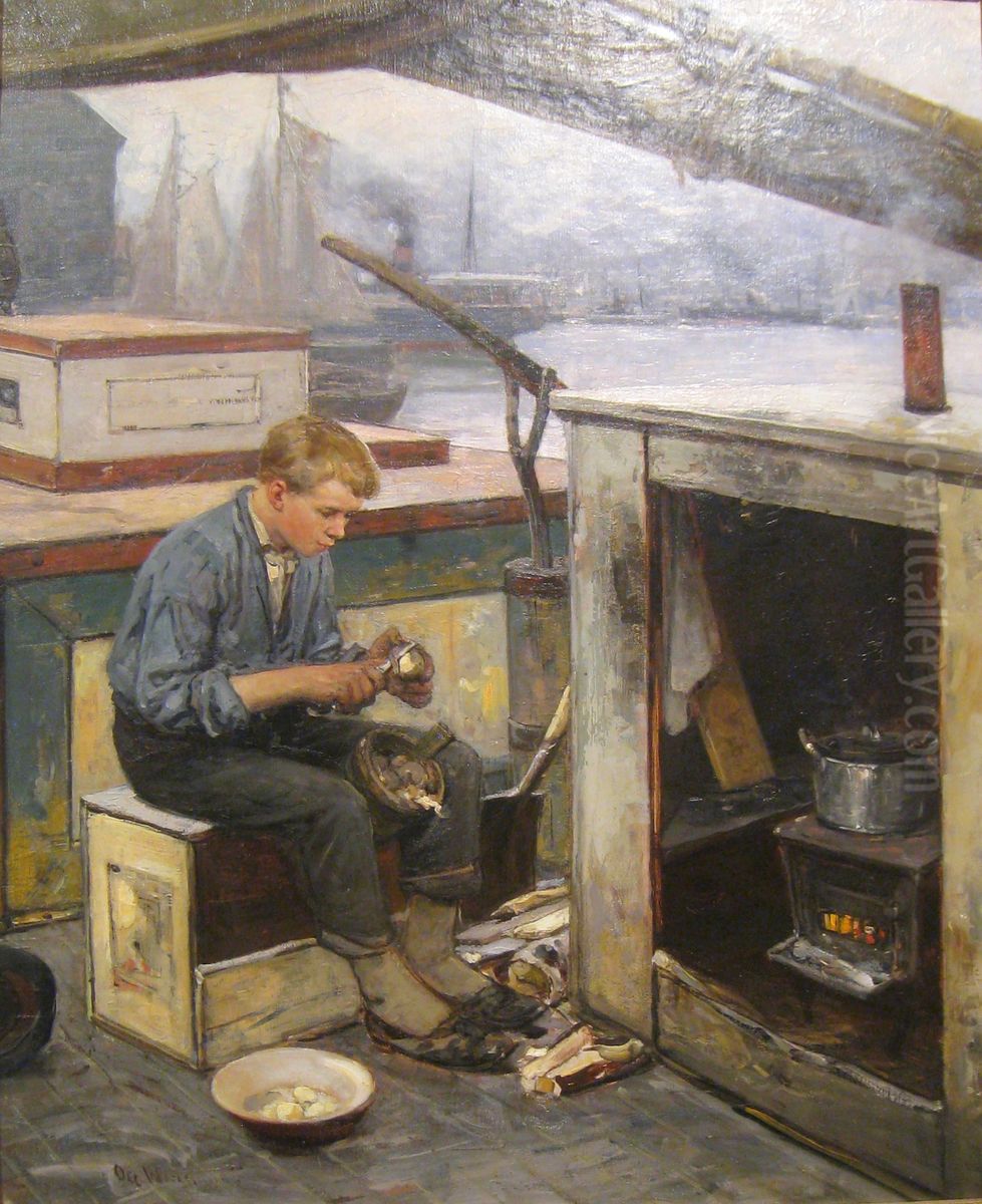 Maiden voyage Oil Painting by Oscar Wergeland