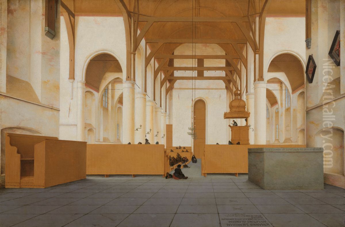 Interior of the Sint-Odulphuskerk in Assendelft Oil Painting by Pieter Jansz Saenredam