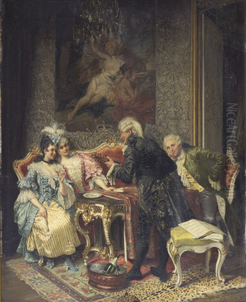 Parlor Scene. Oil Painting by Hans Buchner