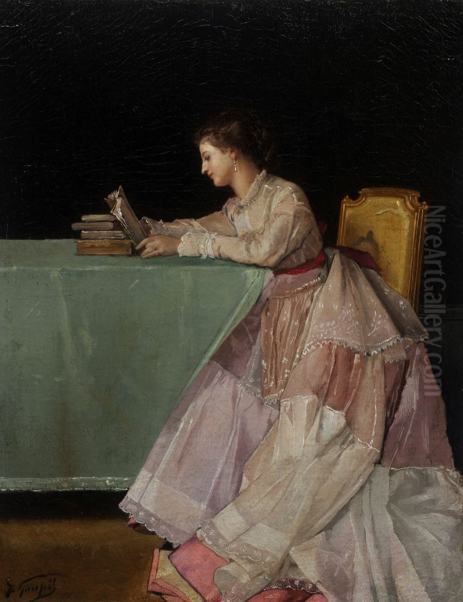 Seated Woman. Oil Painting by Jules Adolphe Goupil