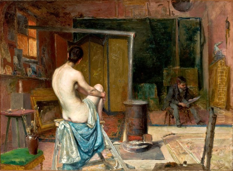 The Artist's Atelier Oil Painting by Jose Malhoa