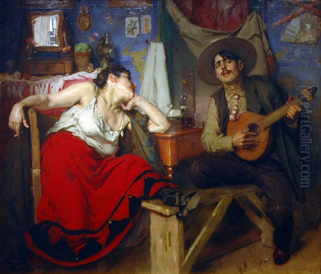 O Fado Oil Painting by Jose Malhoa