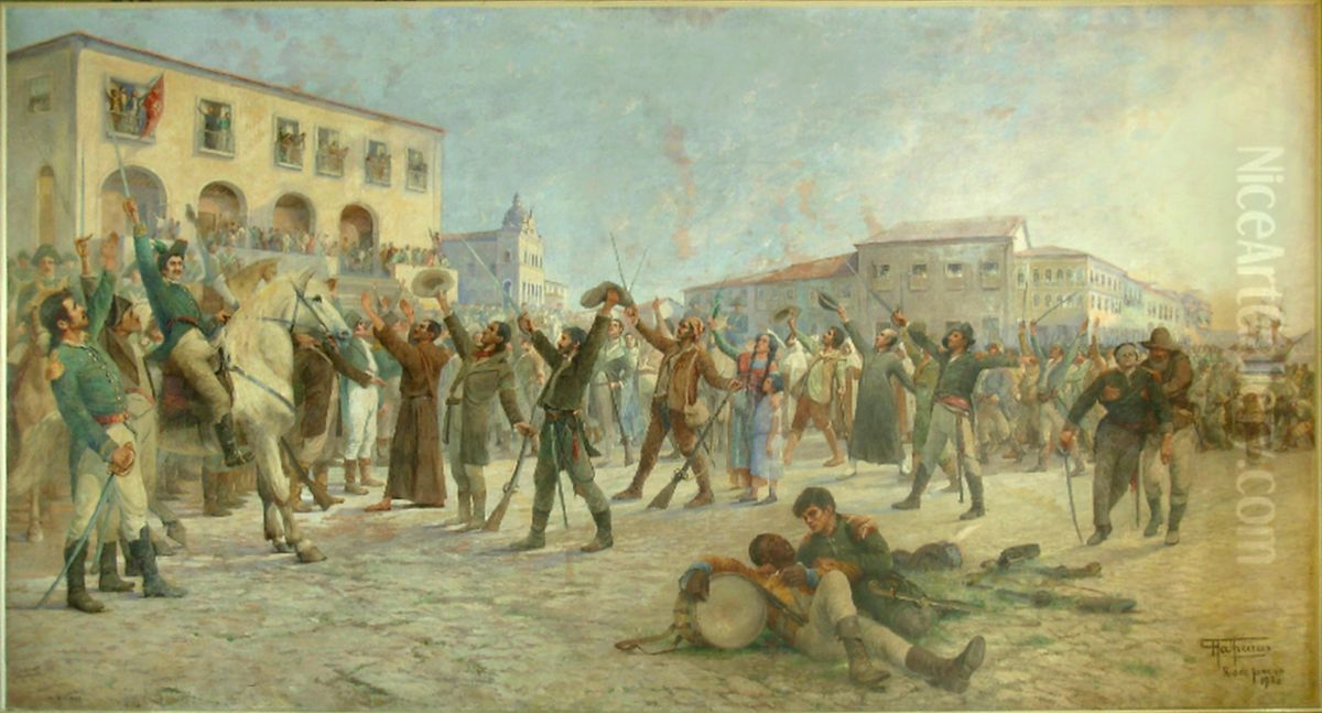 O Primeiro Passo para a Independencia da Bahia Oil Painting by Antonio Parreiras