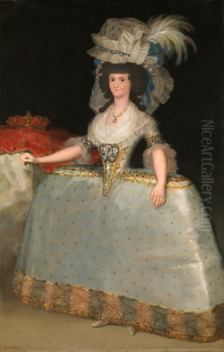 Maria Luisa con tontillo Oil Painting by Francisco Goya Fuendetodos