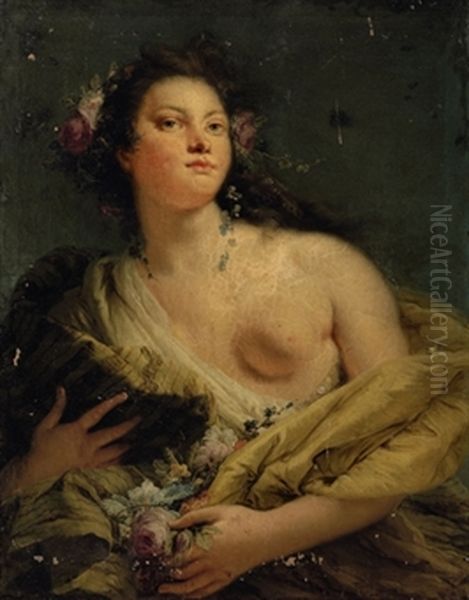 Ritratto di donna nelle vesti di Flora Oil Painting by Giovanni Battista Tiepolo