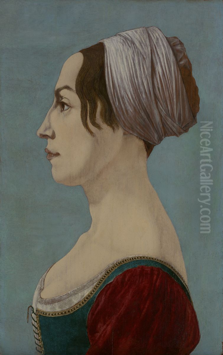 A Woman in Green and Crimson Oil Painting by Piero del Pollaiuolo