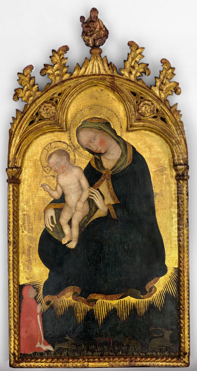 The Virgin of Humility, with a Donor Oil Painting by Gentile Da Fabriano