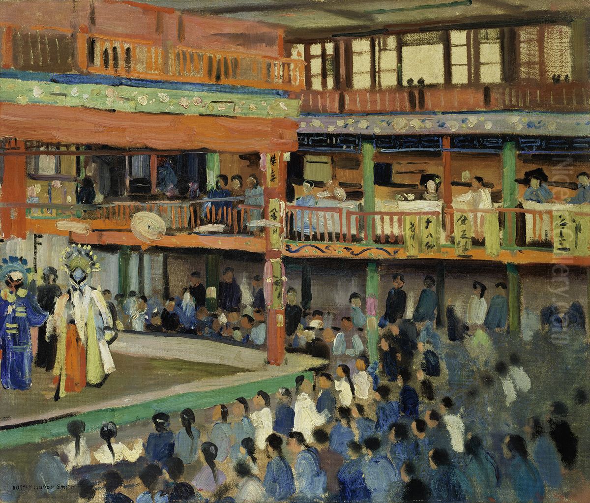 A Theater in Mukden, Manchuria Oil Painting by Joseph Lindon Smith