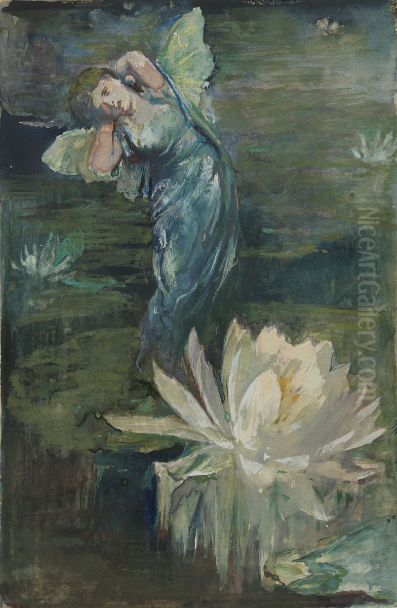 The Spirit of the Water Lily Oil Painting by John La Farge