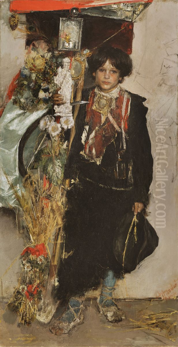 Standard Bearer of the Harvest Festival Oil Painting by Antonio Mancini