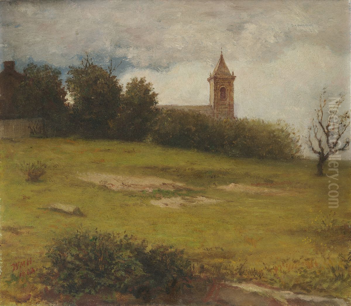 Landscape, The Village Church Oil Painting by William Morris Hunt