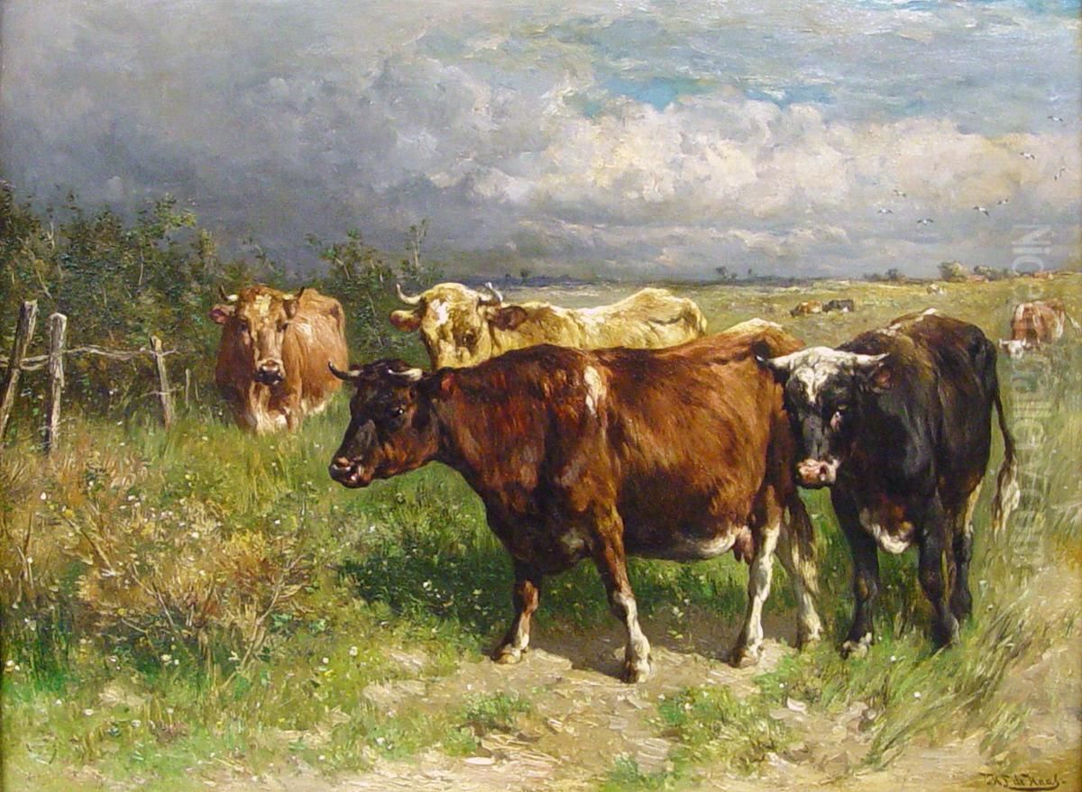 Cattle in Pasture Oil Painting by Johannes-Hubertus-Leonardus de Haas