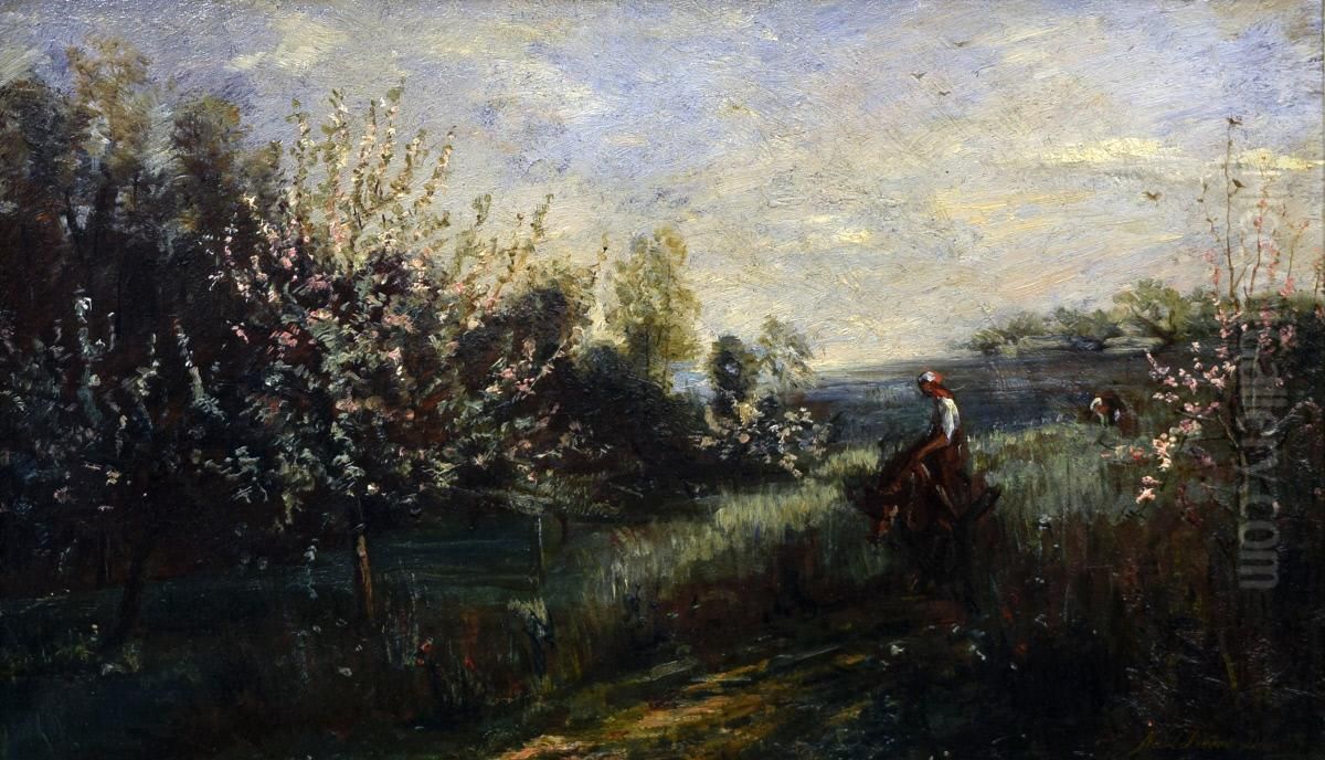 Apple Orchard Oil Painting by Karl Daubigny