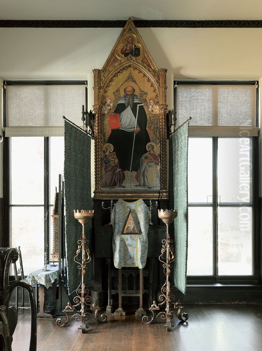 Saint Anthony Abbot with Four Angels Oil Painting by Niccolo di Pietro Gerini