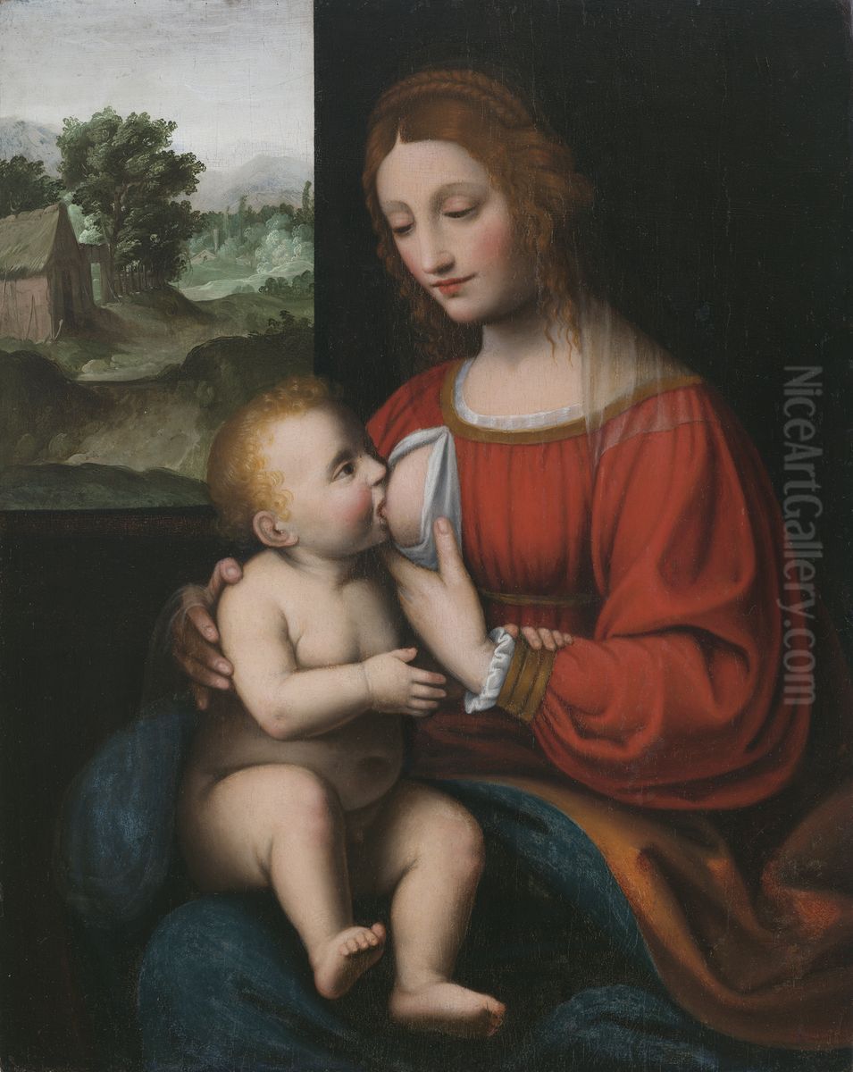 Nursing Virgin and Child Oil Painting by Bernardino Luini