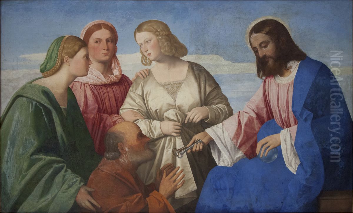 Cristo entregando las llaves a San Pedro Oil Painting by Vincenzo di Biagio Catena
