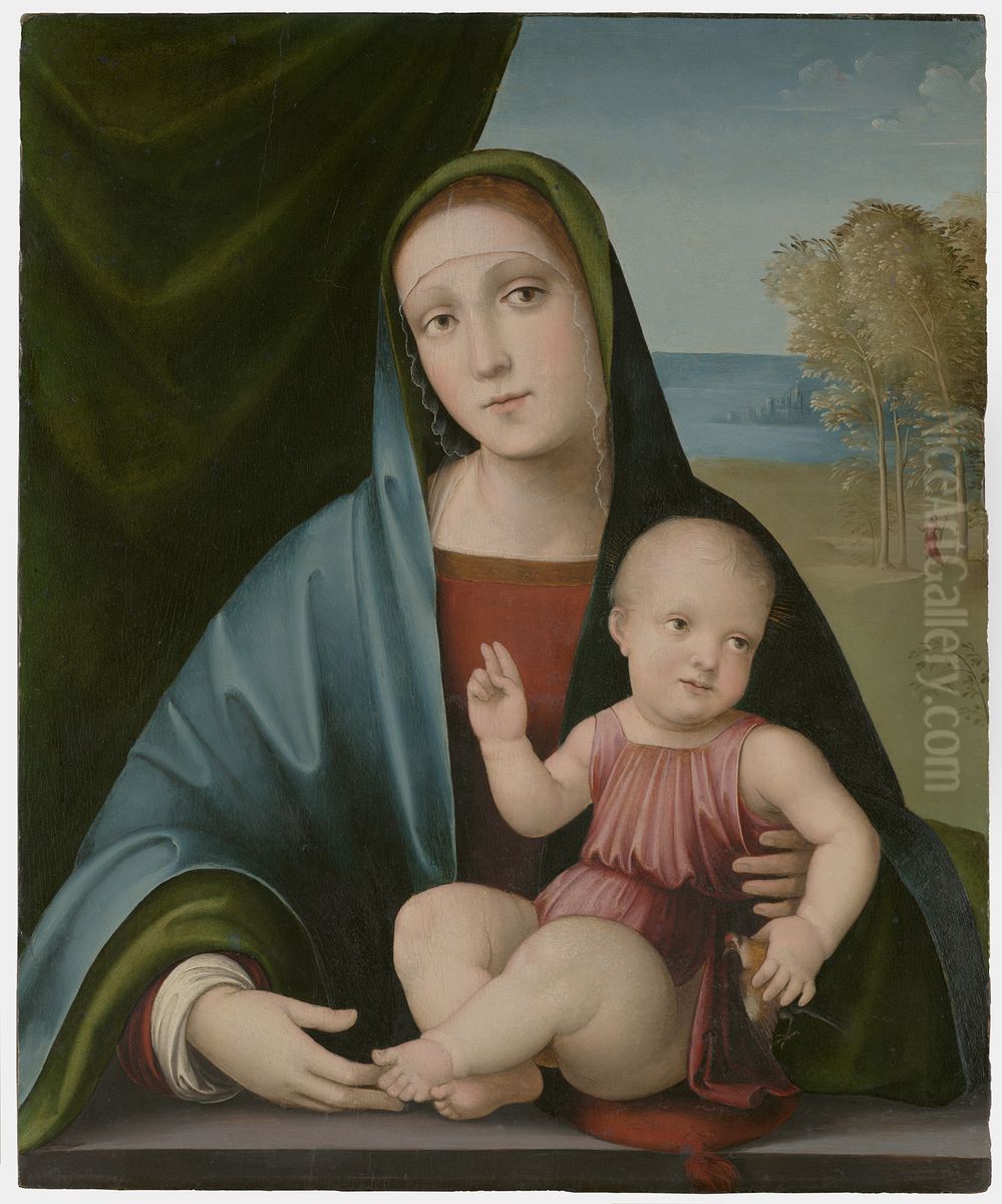 Virgin and Child on a Parapet Oil Painting by Francesco Francia