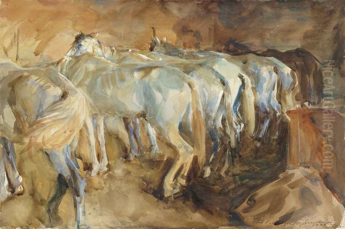 Bus Horses in Jerusalem Oil Painting by John Singer Sargent