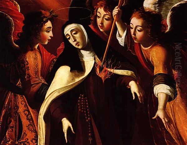 Transverberation of Saint Teresa Oil Painting by Josefa de Obidos