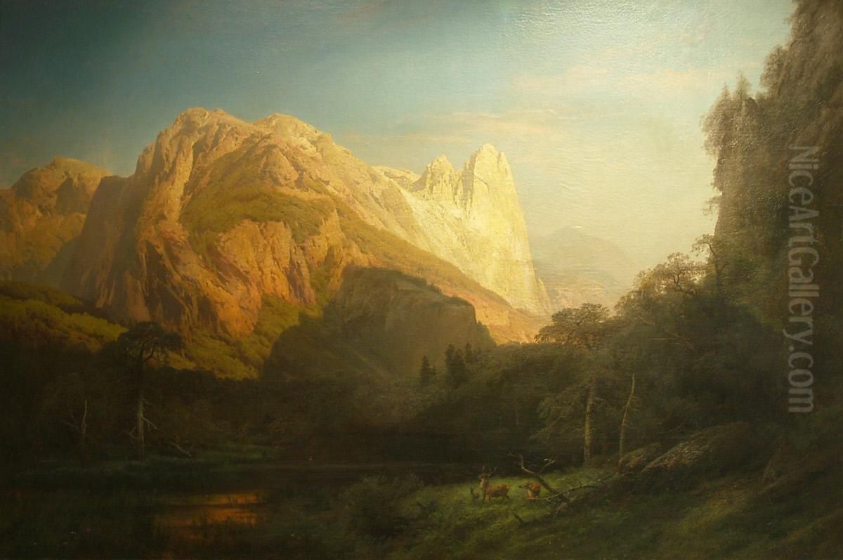 El Capitan, Yosemite (Sentinel Rock) Oil Painting by Hermann Ottomar Herzog