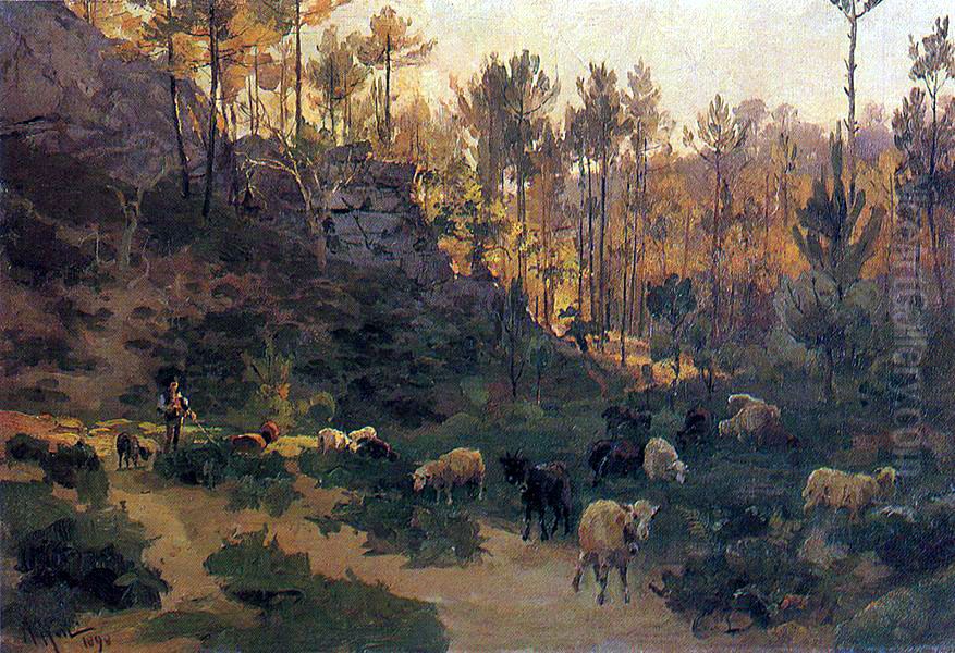 Um Rebanho em Sintra Oil Painting by Alfredo Keil