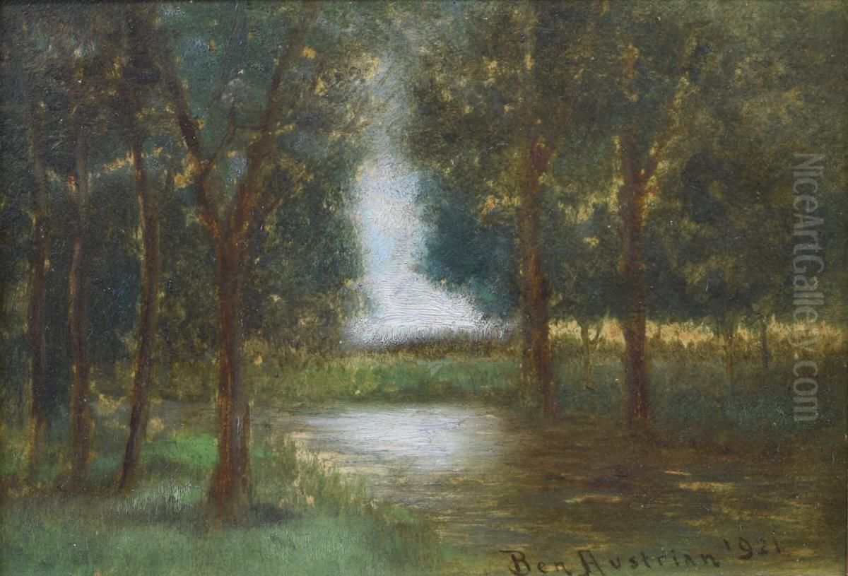 Landscape - Trees by a Stream Oil Painting by Ben Austrian