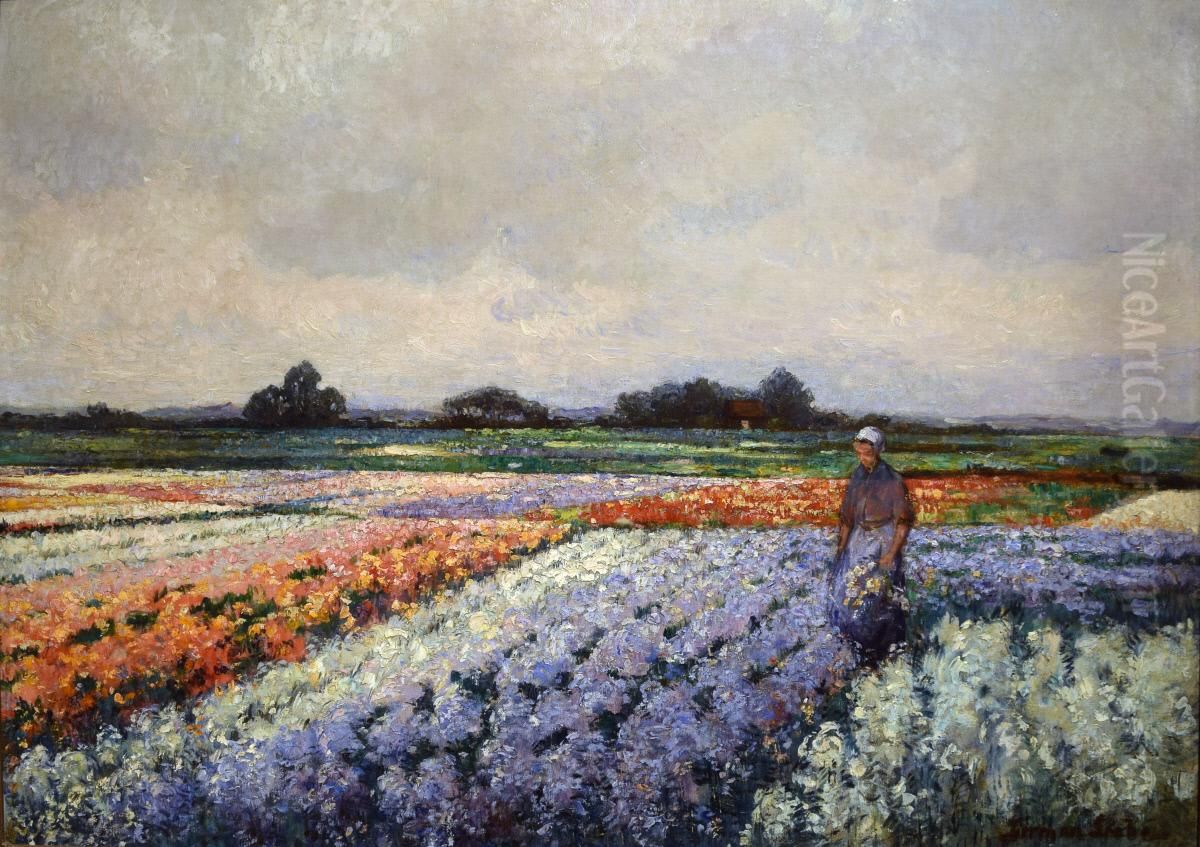 Flower Fields Oil Painting by German Grobe