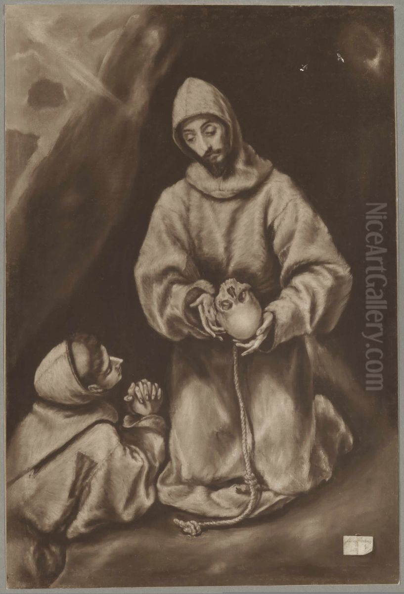 Saint Francis and Brother Leo Meditating on Death Oil Painting by El Greco