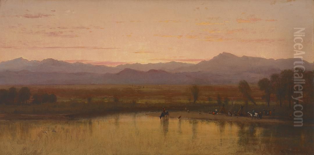 Twilight on the Plains, Platte River, Colorado Oil Painting by Worthington Whittredge