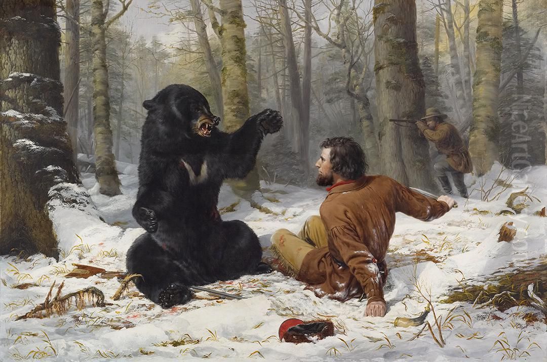 A Tight Fix-Bear Hunting, Early Winter Oil Painting by Arthur Fitzwilliam Tait