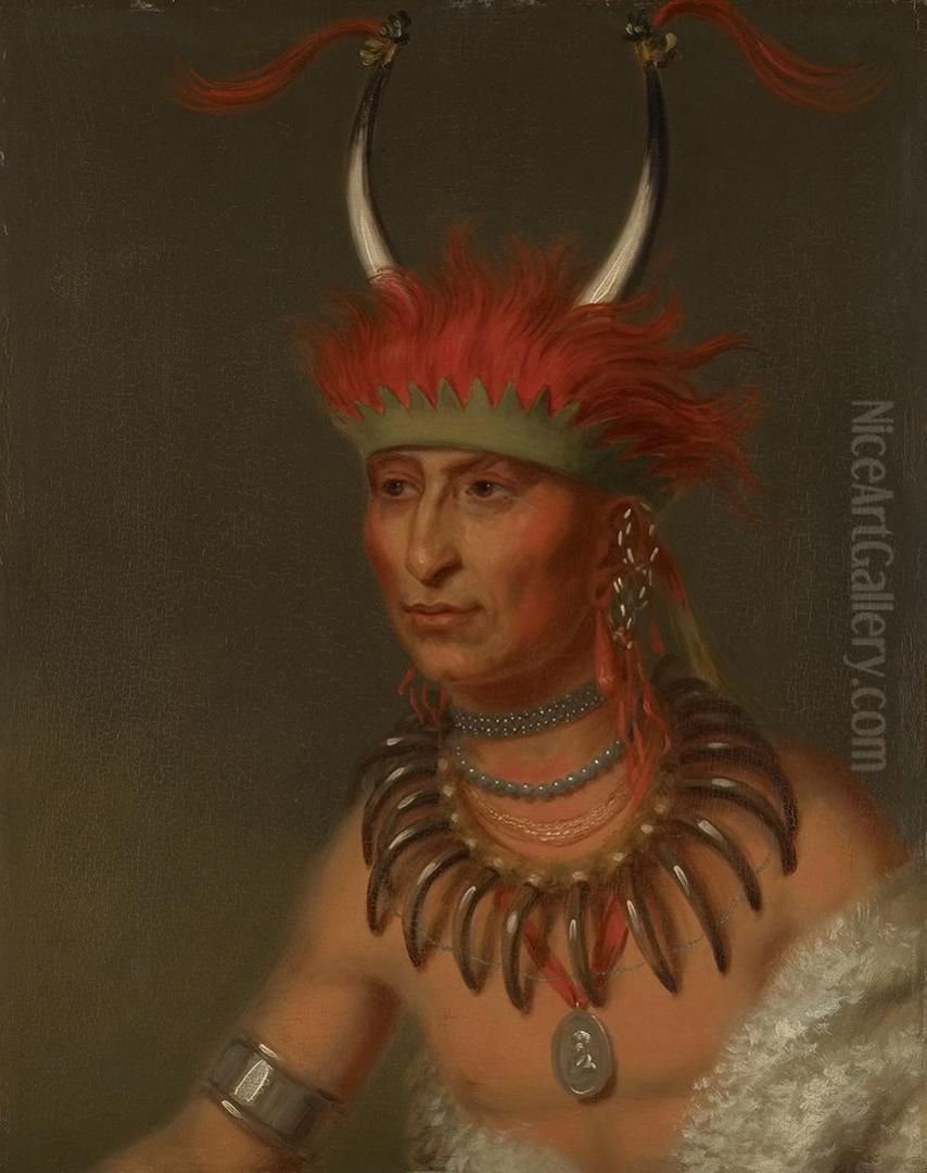 Shaumonekusse, Oto Half Chief (Husband of Eagle of Delight) Oil Painting by Charles Bird King