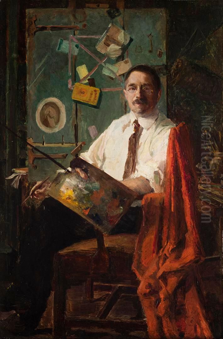 Self Portrait with Rack Picture Oil Painting by John F. Peto