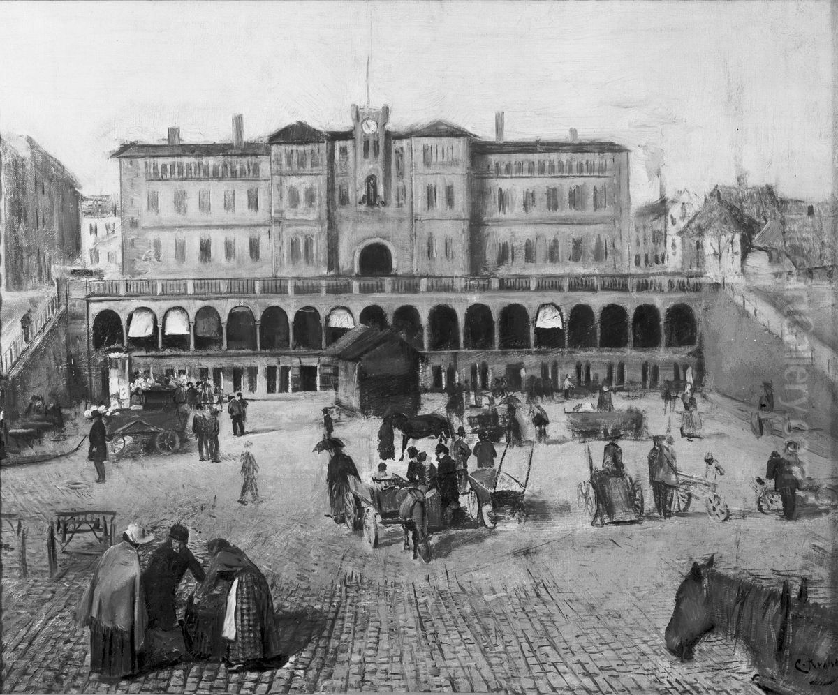 Fra Youngstorget Oil Painting by Christian Krohg