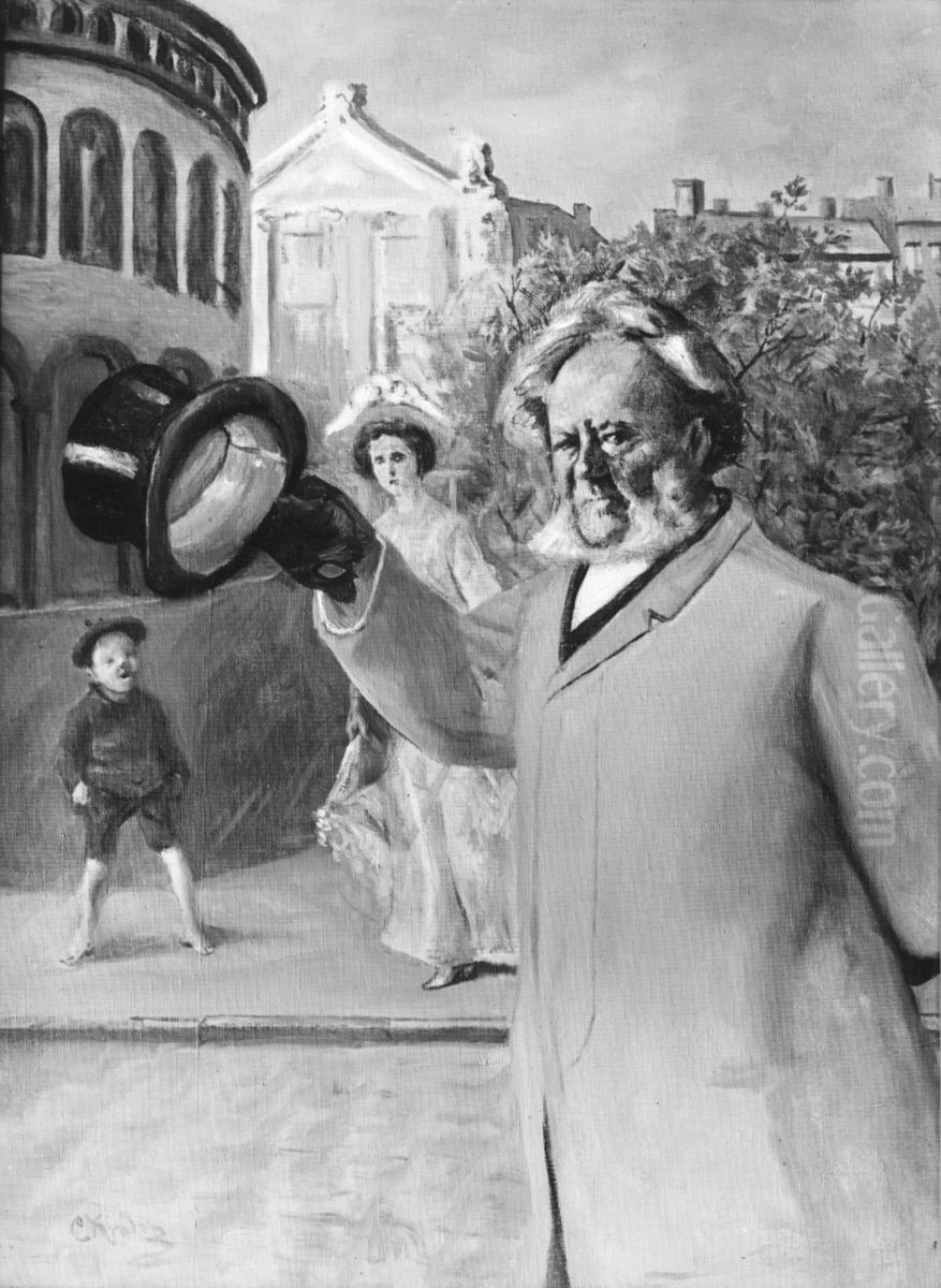 Portrett av Henrik Ibsen pa Karl Johan Oil Painting by Christian Krohg
